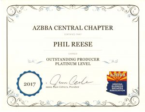 Phil Reese Outstanding Producer Platinum Level