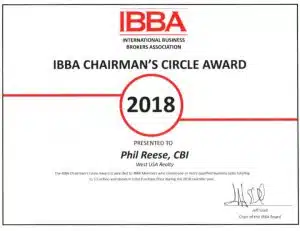 Phil Reese IBBA Chairman's Circle Award Certificate 2018